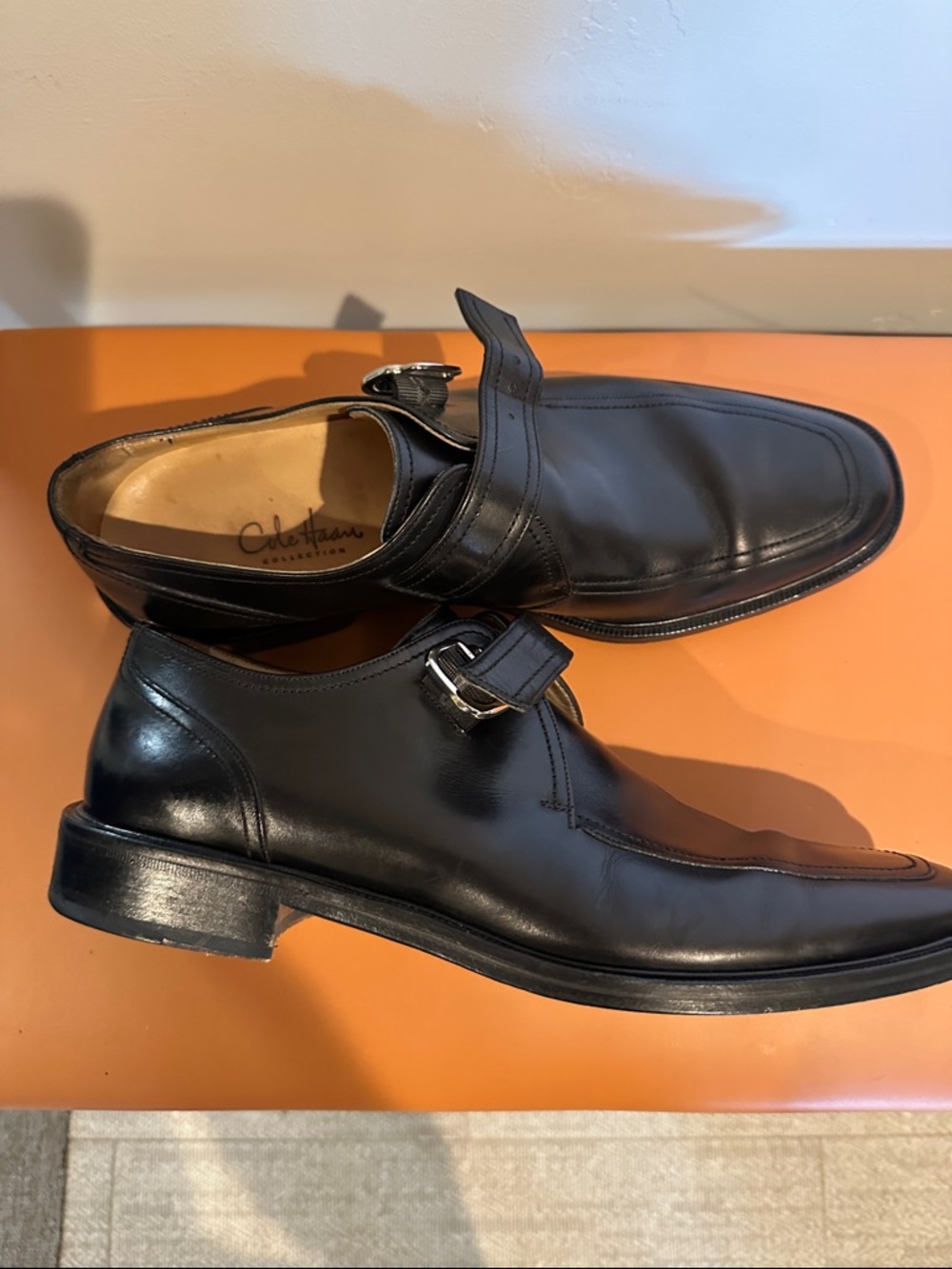 Cole Haan Black Leather Single Monk Strap Dress Shoes